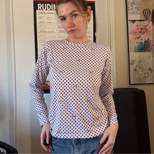 The North Face White Long Sleeve Tee with Purple Polka Dots
